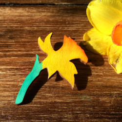 Wooden Hand Painted Flower Brooch