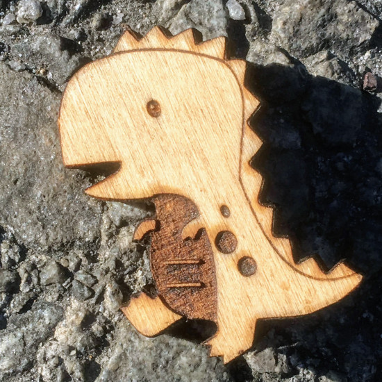 Wooden Dinosaur Badge