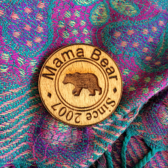 Wooden Mama Brooch
