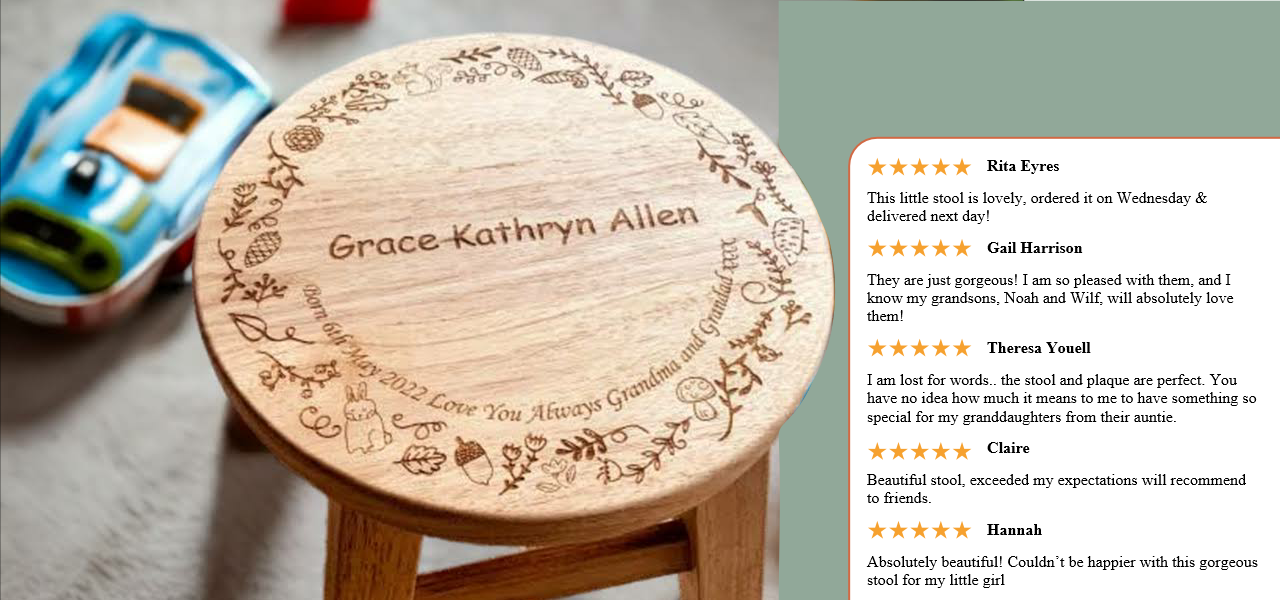 Personalised Woodland Children's Wooden Stool