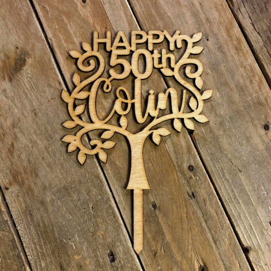 Wooden Tree Cake Topper