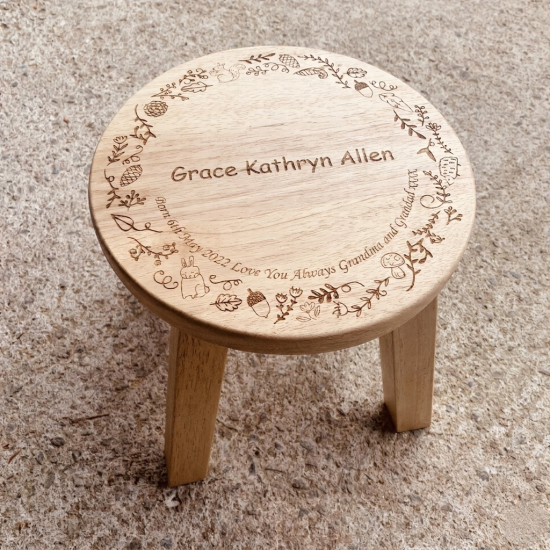 Personalised Wooden Woodland Stool
