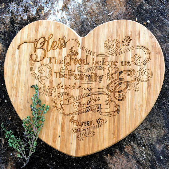 Heart Shaped Bless Chopping Board