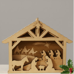 Layered Wooden Nativity Scene