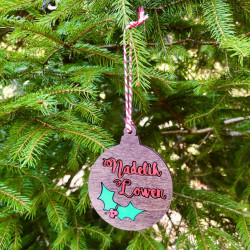 Wooden Nadelik Lowen Bauble