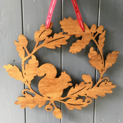 Wooden Squirrel Wreath