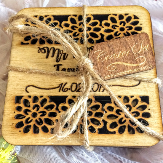 Six Personalised Wedding Coasters