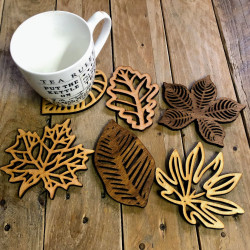 Wooden Leaves Coaster Set