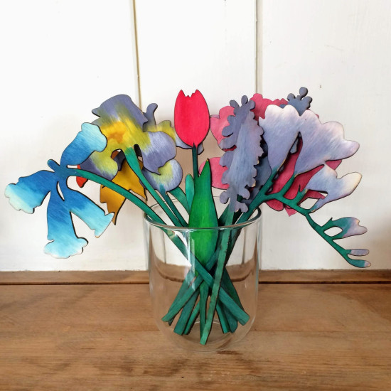 Wooden Hand Painted Spring Flower