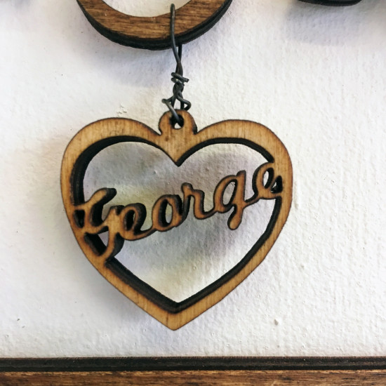 Hanging Name Heart for our Family Trees