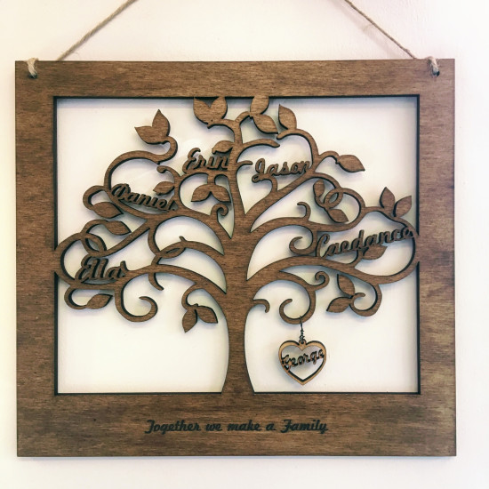 Hanging Name Heart for our Family Trees