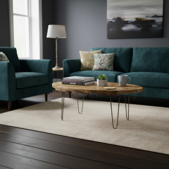 Oval Reclaimed Wooden Coffee Table