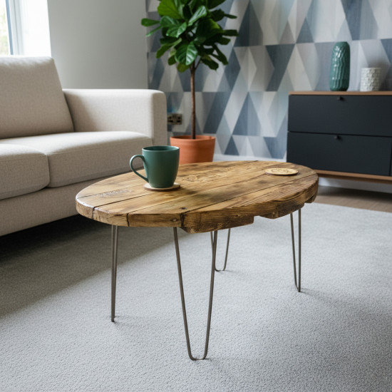Oval Reclaimed Wooden Coffee Table