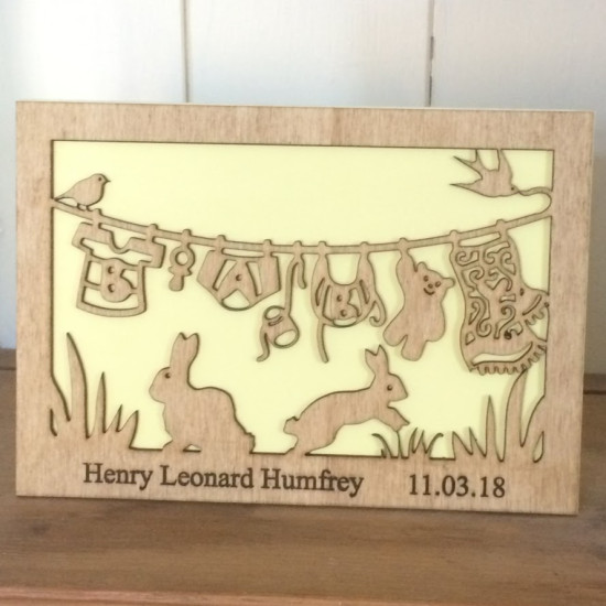 Personalised Wooden Baby Card