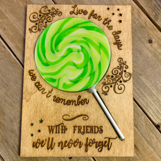 Personalised Wooden Friendship Card with Alcohic Lolly