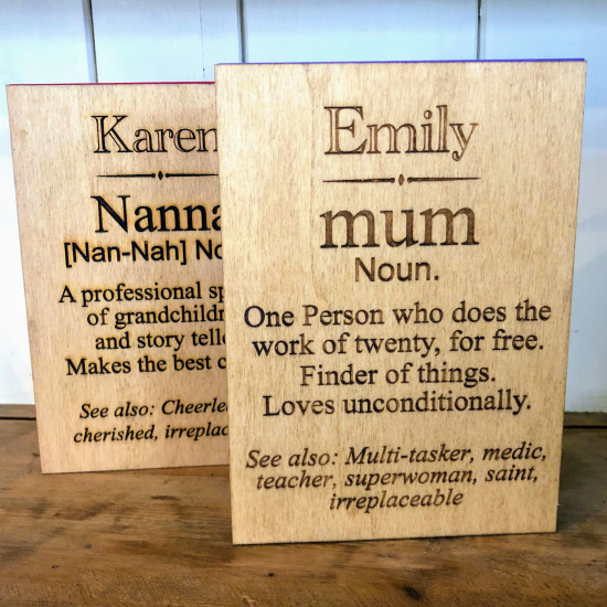 Wooden Definition Card