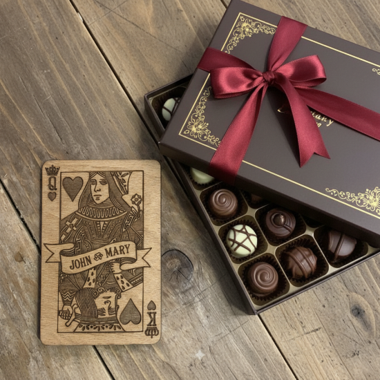 Personalised Wooden King & Queen Playing Card