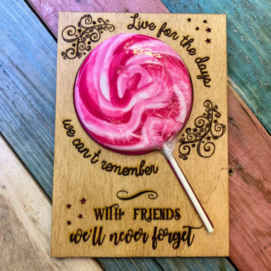 Personalised Wooden Friendship Card with Alcohic Lolly
