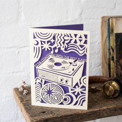 Dad's Record Player Papercut Card
