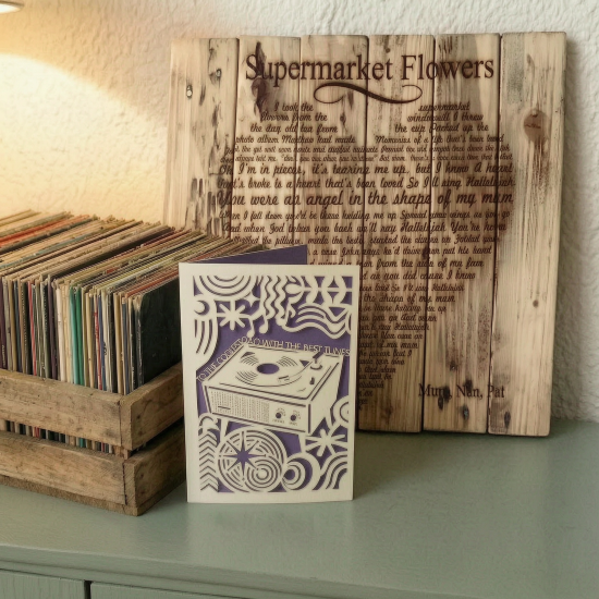 Dad's Record Player Papercut Card