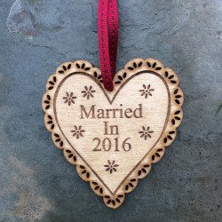 Wooden Wedding Heart with Year