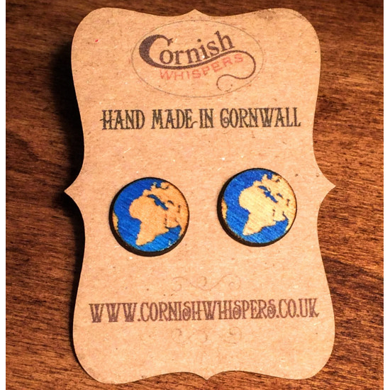 Wooden Globe Earrings