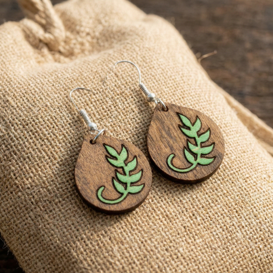 Wooden Branch Drop Earrings