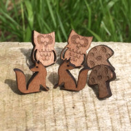 One pair of Wooden Woodland Earrings