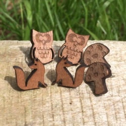 One pair of Wooden Woodland Earrings