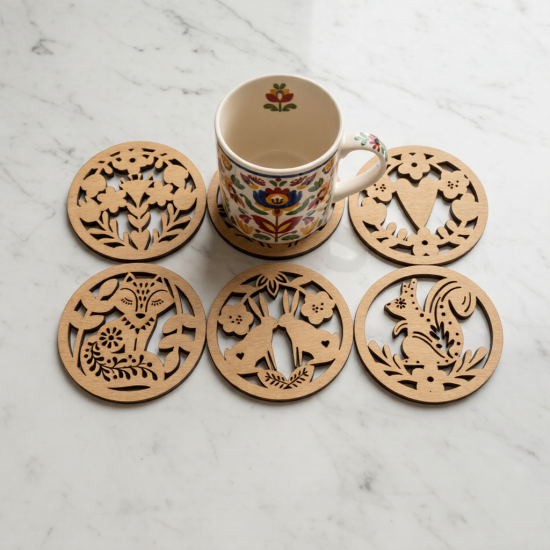 Folk Art Coaster Set