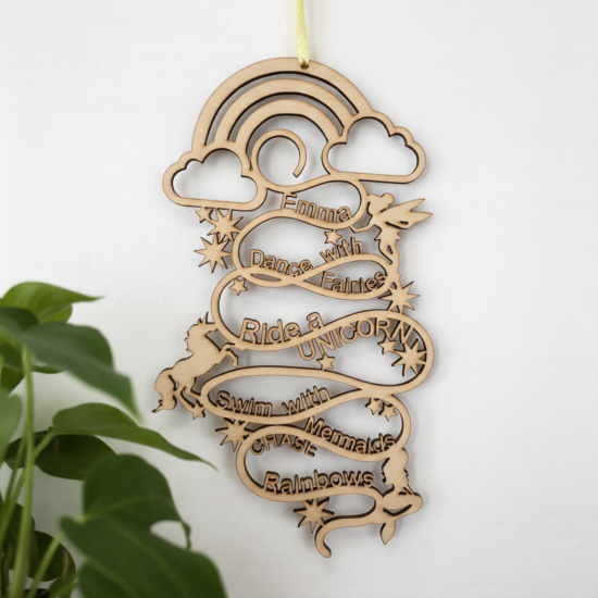 Personalised Dance with Fairies Wooden Wall Hanging Nursery Decor
