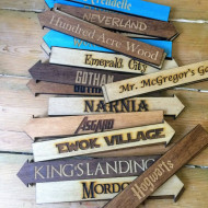 Wooden Fictional Place Arrow Signs