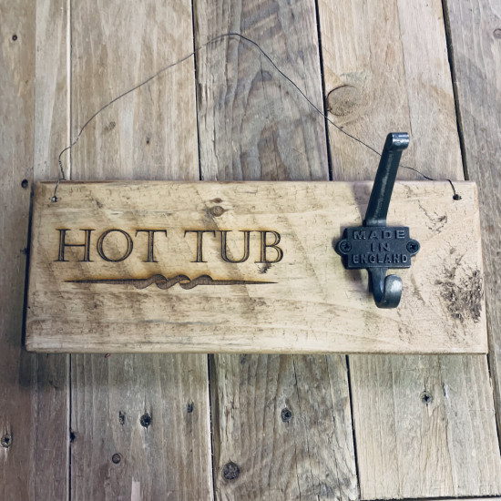 Rustic Wooden Hot Tub Sign
