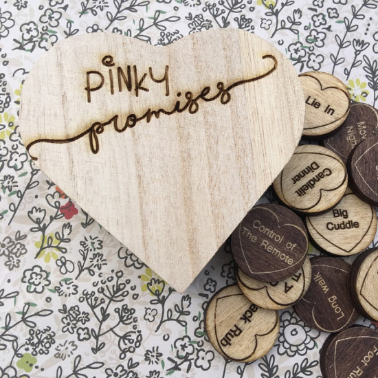Wooden Love Tokens In a Box